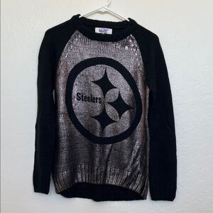 Black and Metallic Silver Steelers Sweater